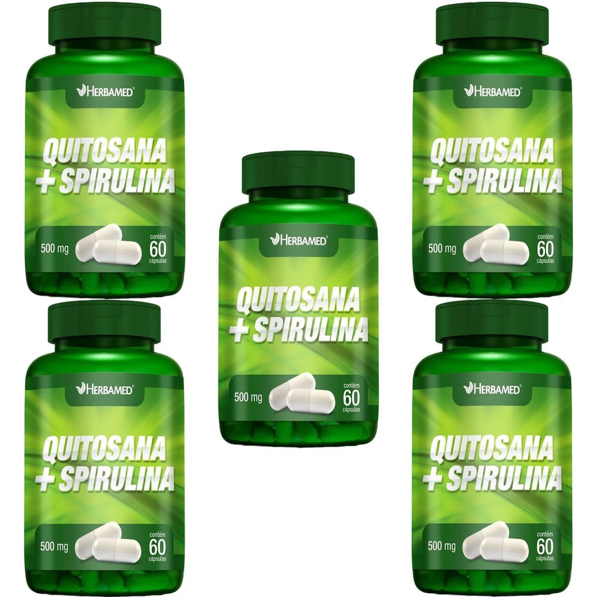 Kit 5X Quitosana + Spirulina - 60 C�psulas - Herbamed