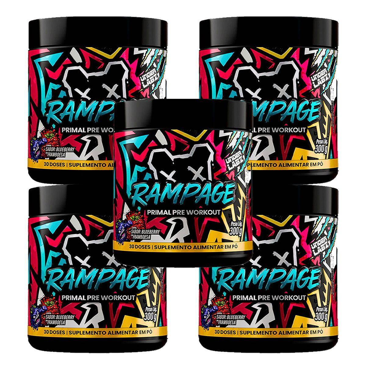 Kit 5X Rampage - 300g Blueberry Com Framboesa - Under Labz