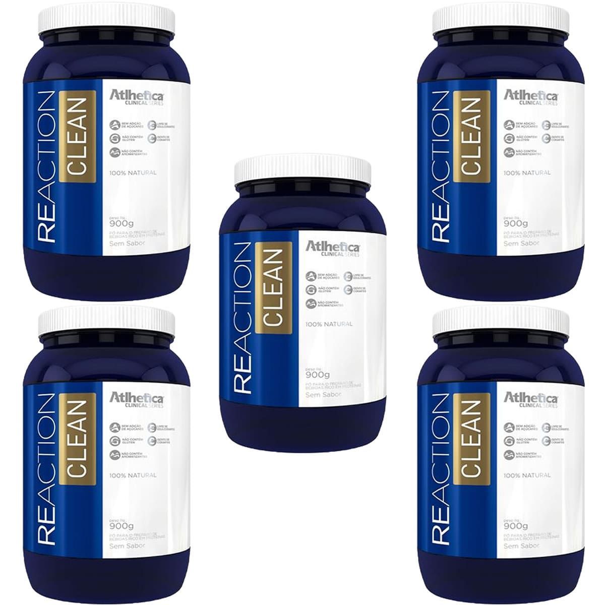 Kit 5X Reaction Clean - 900g Sem sabor - Atlhetica Nutrition
