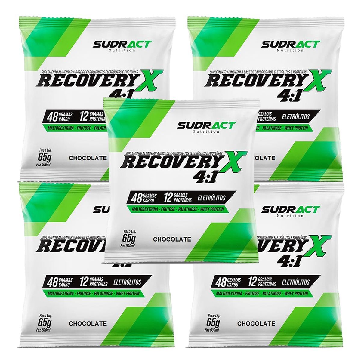 Kit 5X Recovery X 4:1 - 1 Sach� de 65g Chocolate - Sudract Nutrition