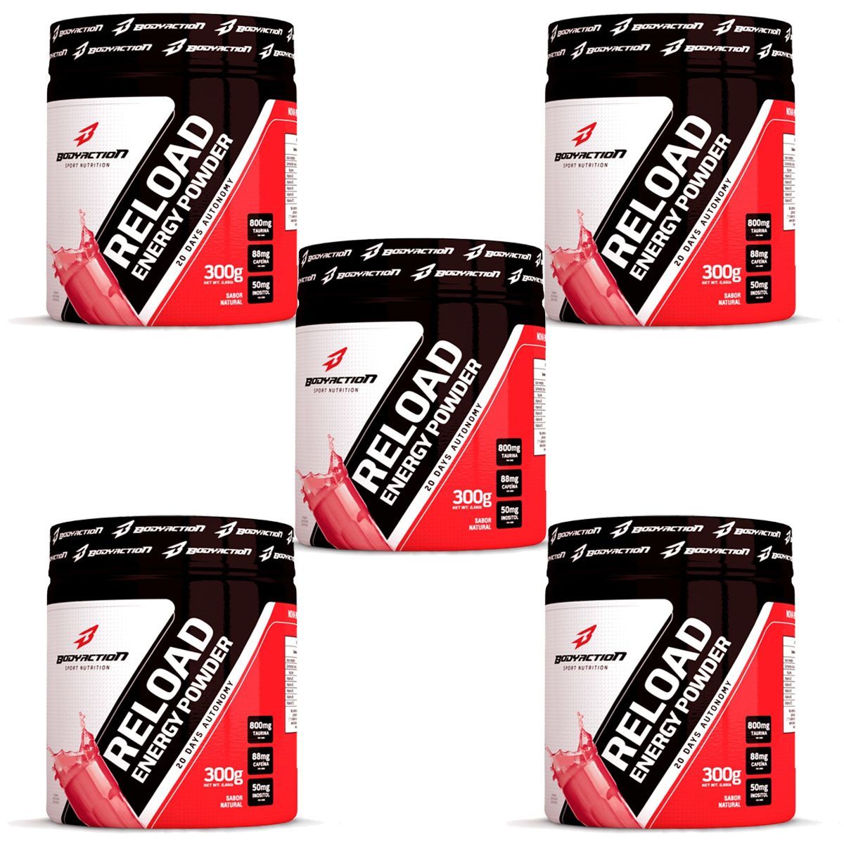 Kit 5X Reload Energy Powder - 300g - BodyAction