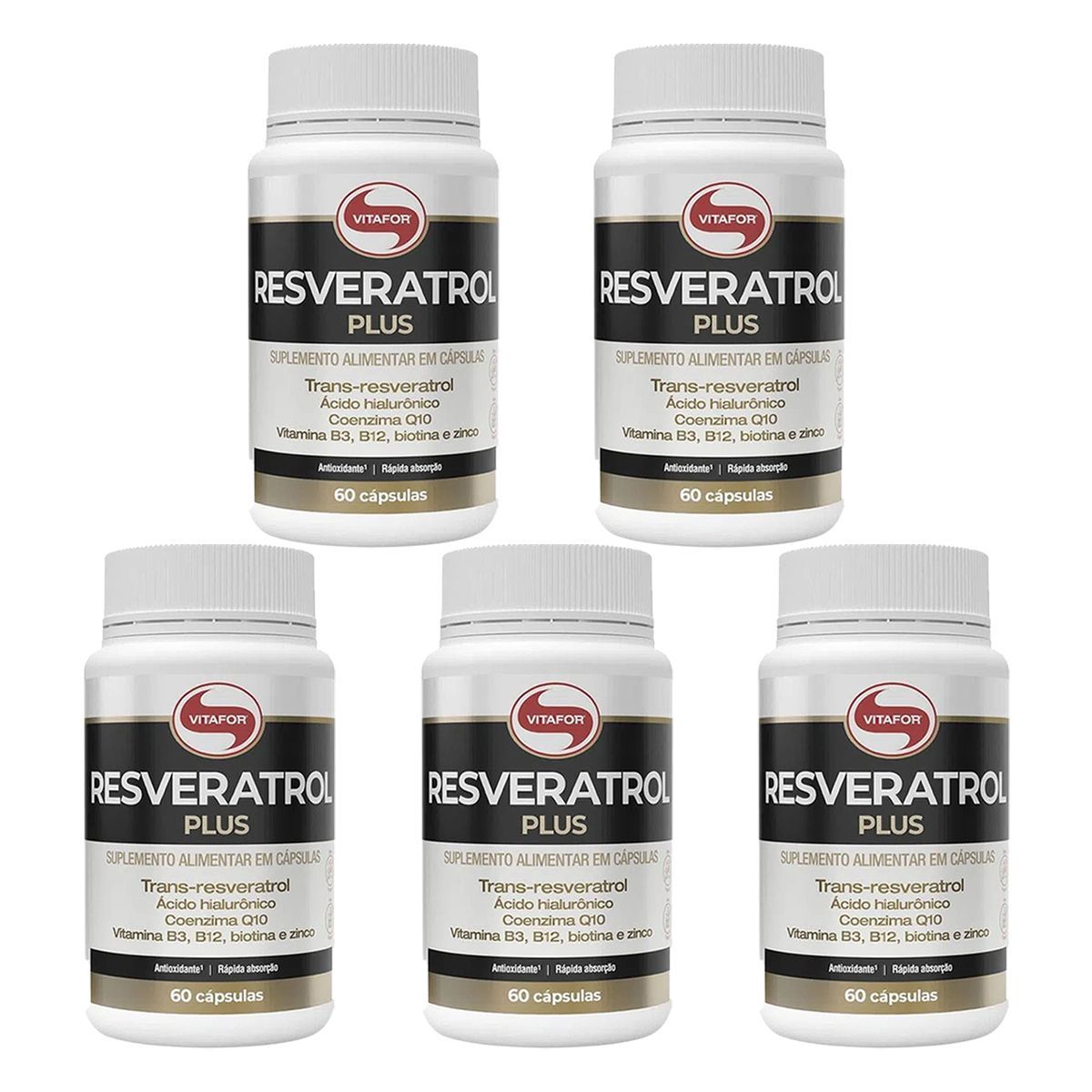 Kit 5X Resveratrol Plus - 60 C�psulas - Vitafor