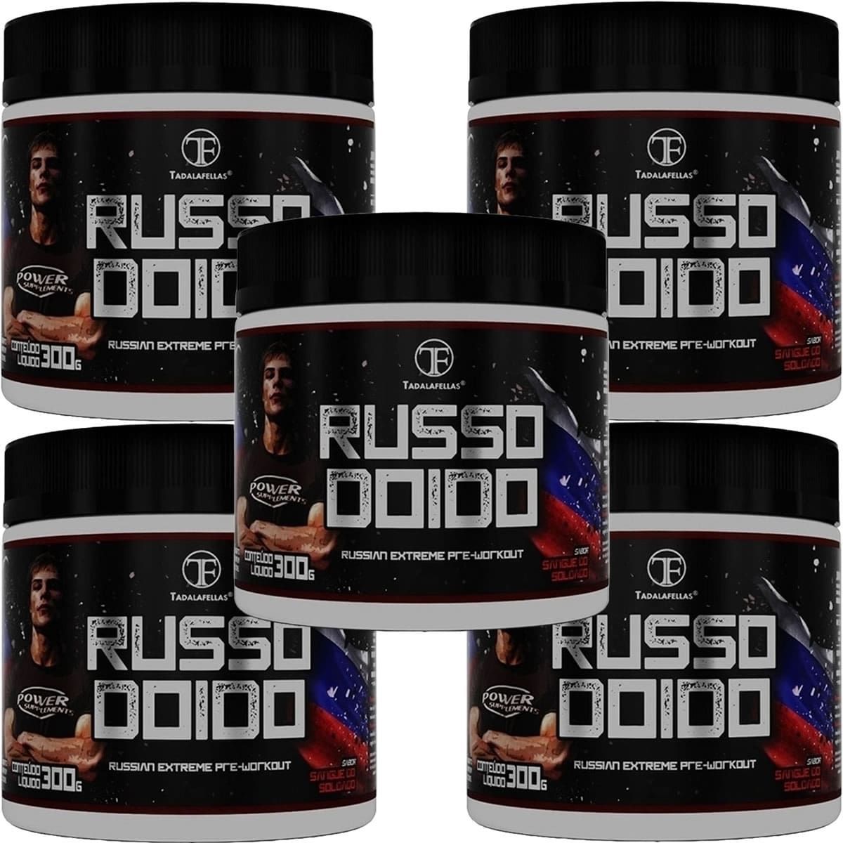 Kit 5X Russo Doido Pre-Workout  - 300g Sangue do Soldado - Power Supplements