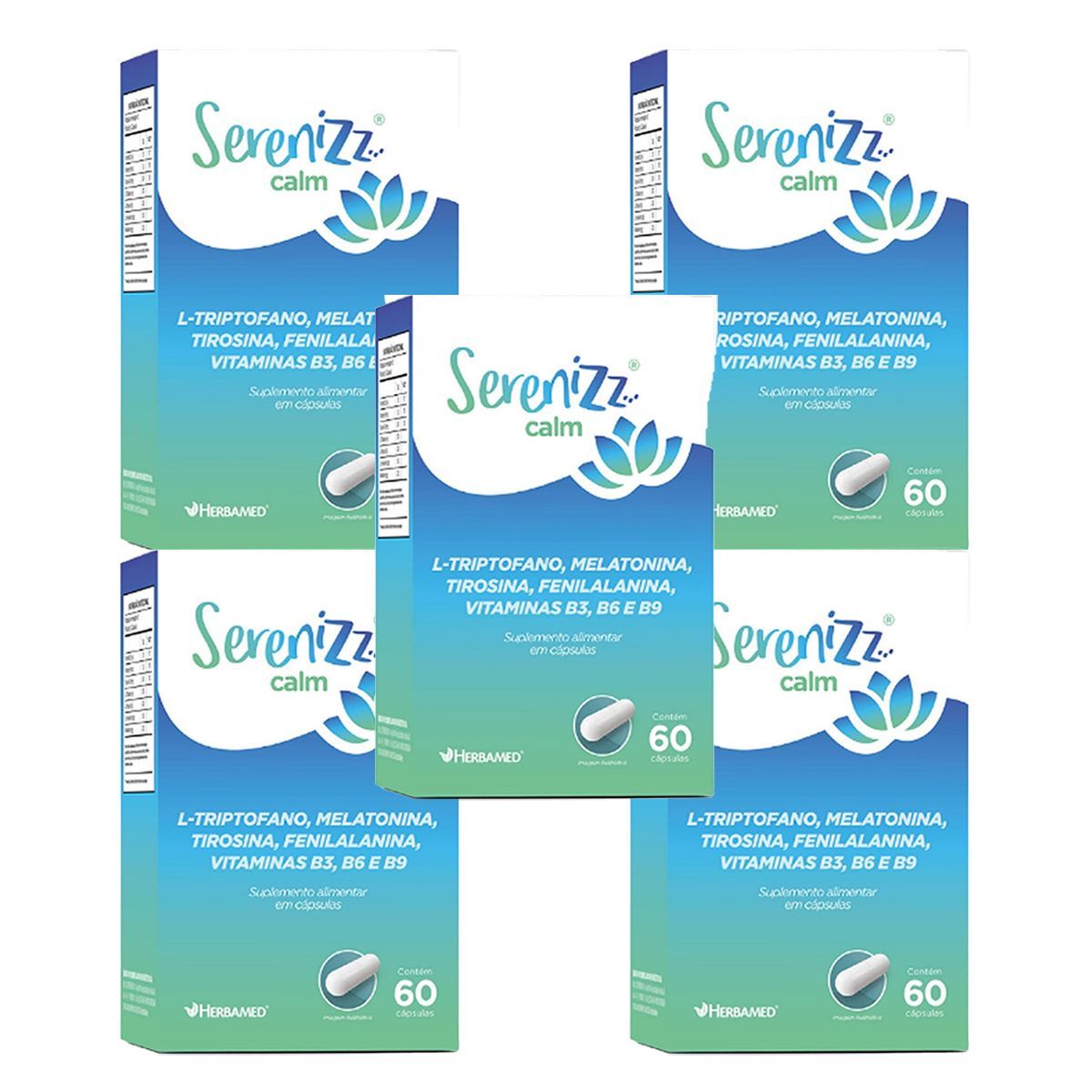 Kit 5X Serenizz Calm - 60 C�psulas - Herbamed