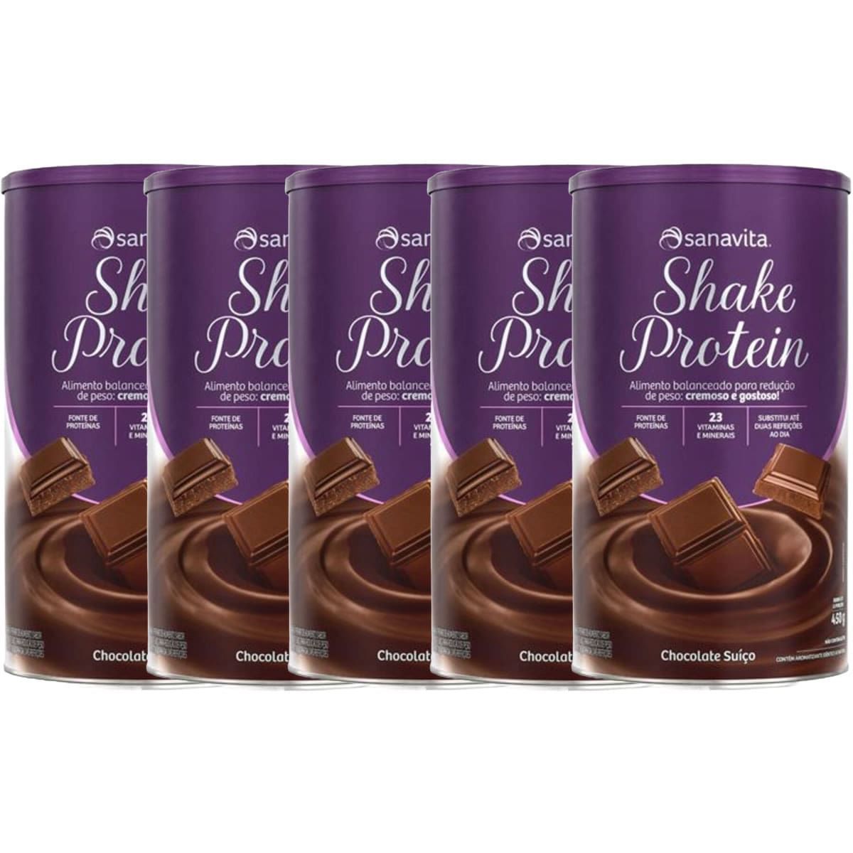 Kit 5X Shake Protein - 450g Chocolate Su��o - Sanavita