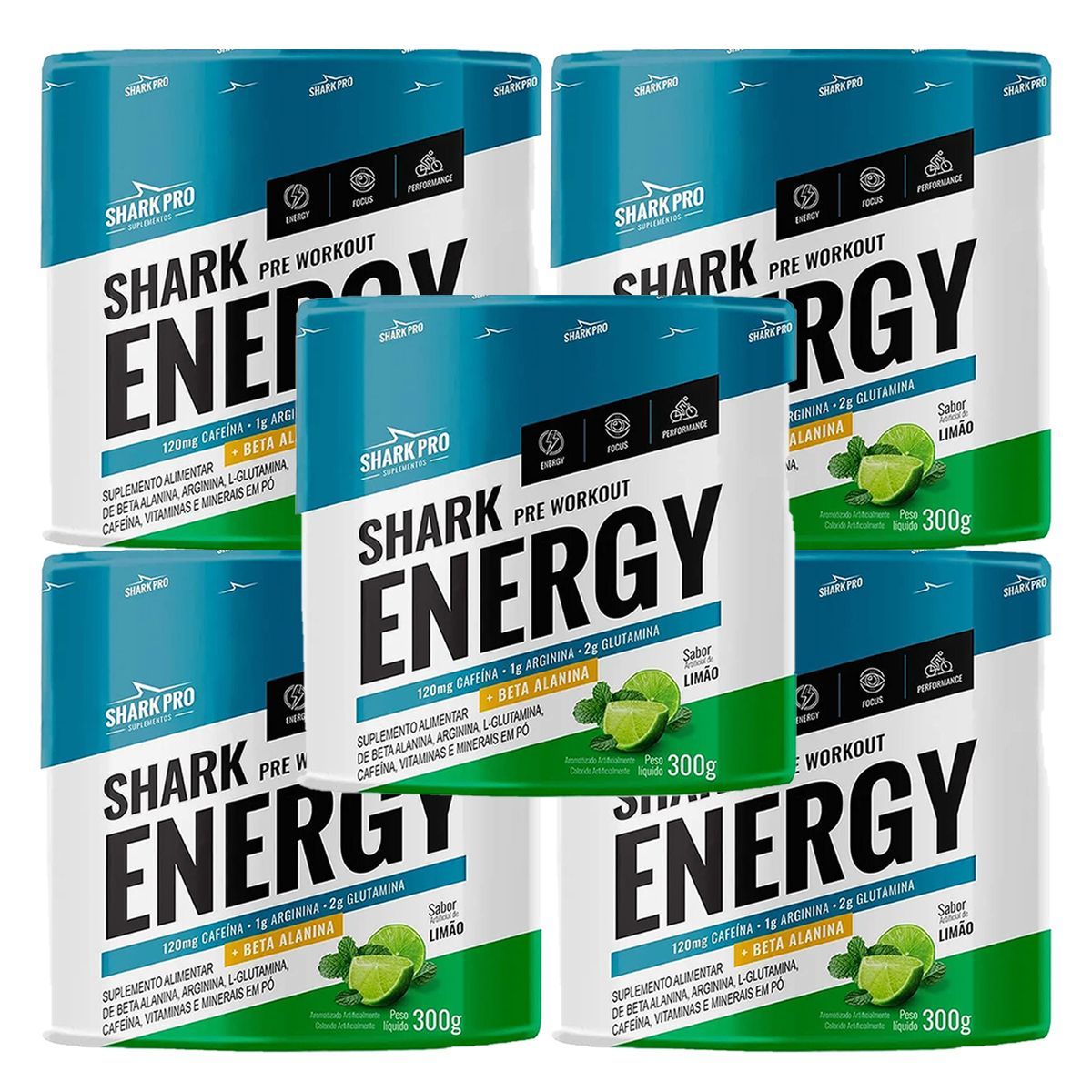 Kit 5X Shark Energy - 300g Lim�o - Shark Pro