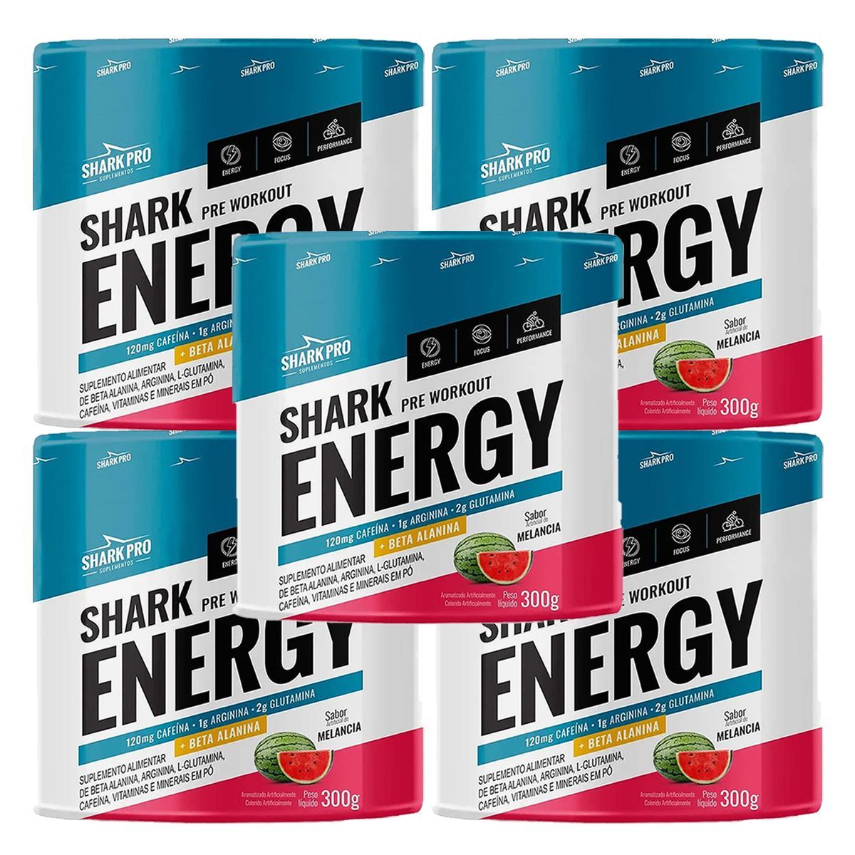 Kit 5X Shark Energy - 300g Melancia - Shark Pro