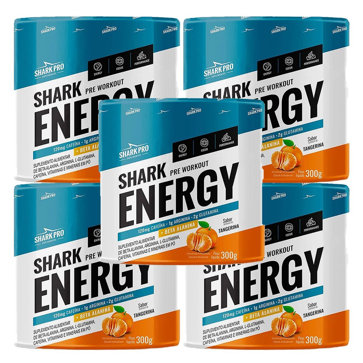 Kit 5X Shark Energy - 300g Tangerina - Shark Pro