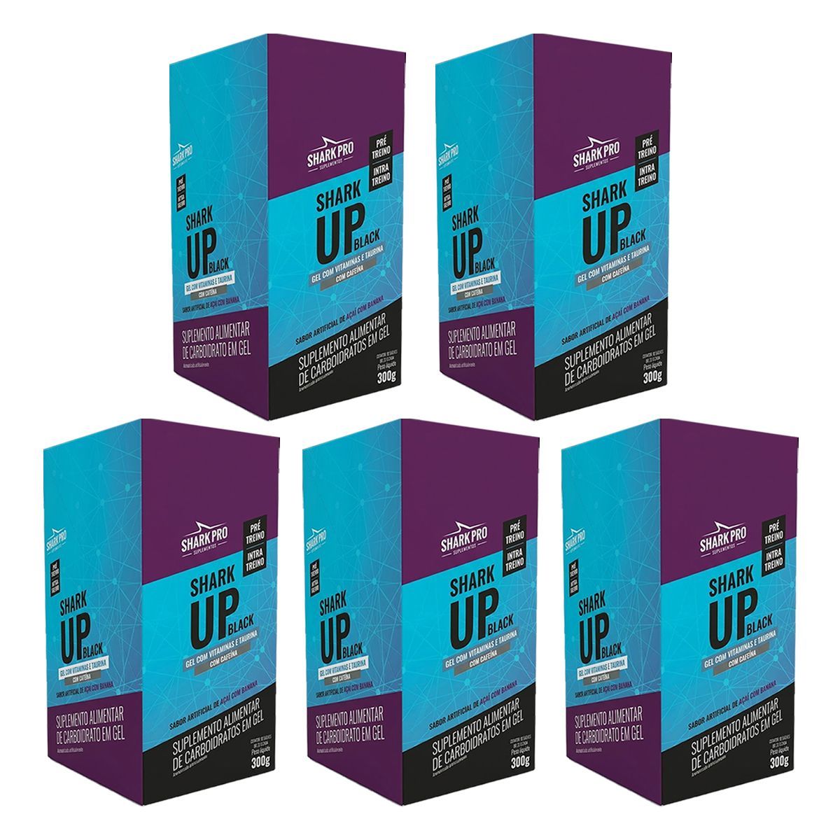 Kit 5X Shark Up Black Gel - 10 Sach�s 30g A�a� Com Banana - Shark Pro
