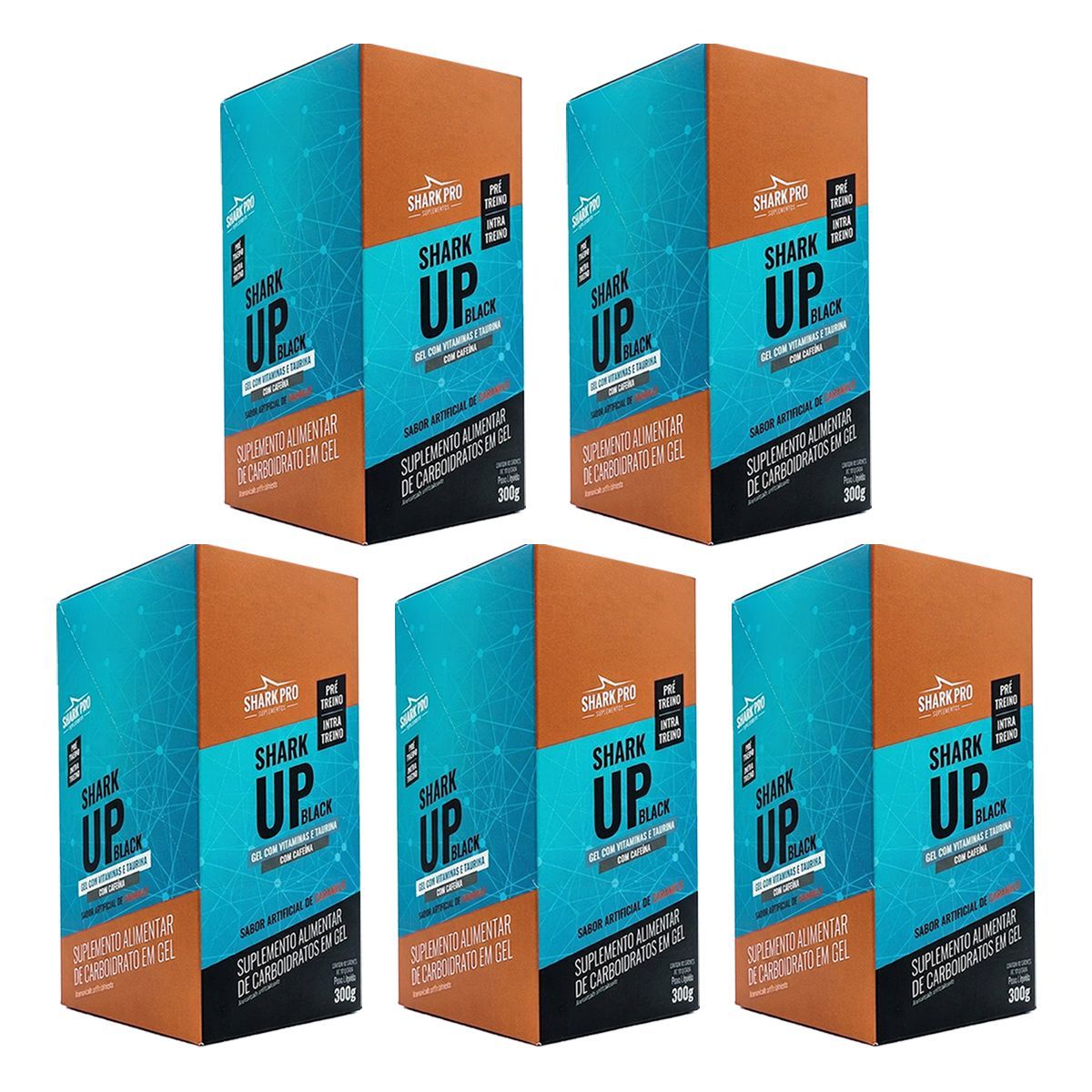 Kit 5X Shark Up Black Gel - 10 Sach�s 30g Caramelo - Shark Pro