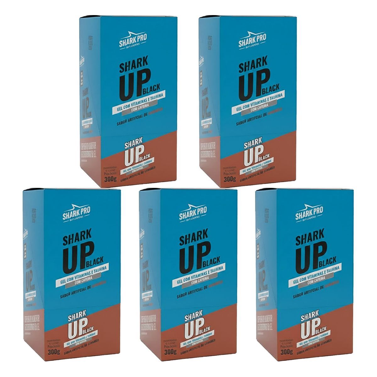 Kit 5X Shark Up Black Gel - 10 Sach�s 30g Caramelo - Shark Pro