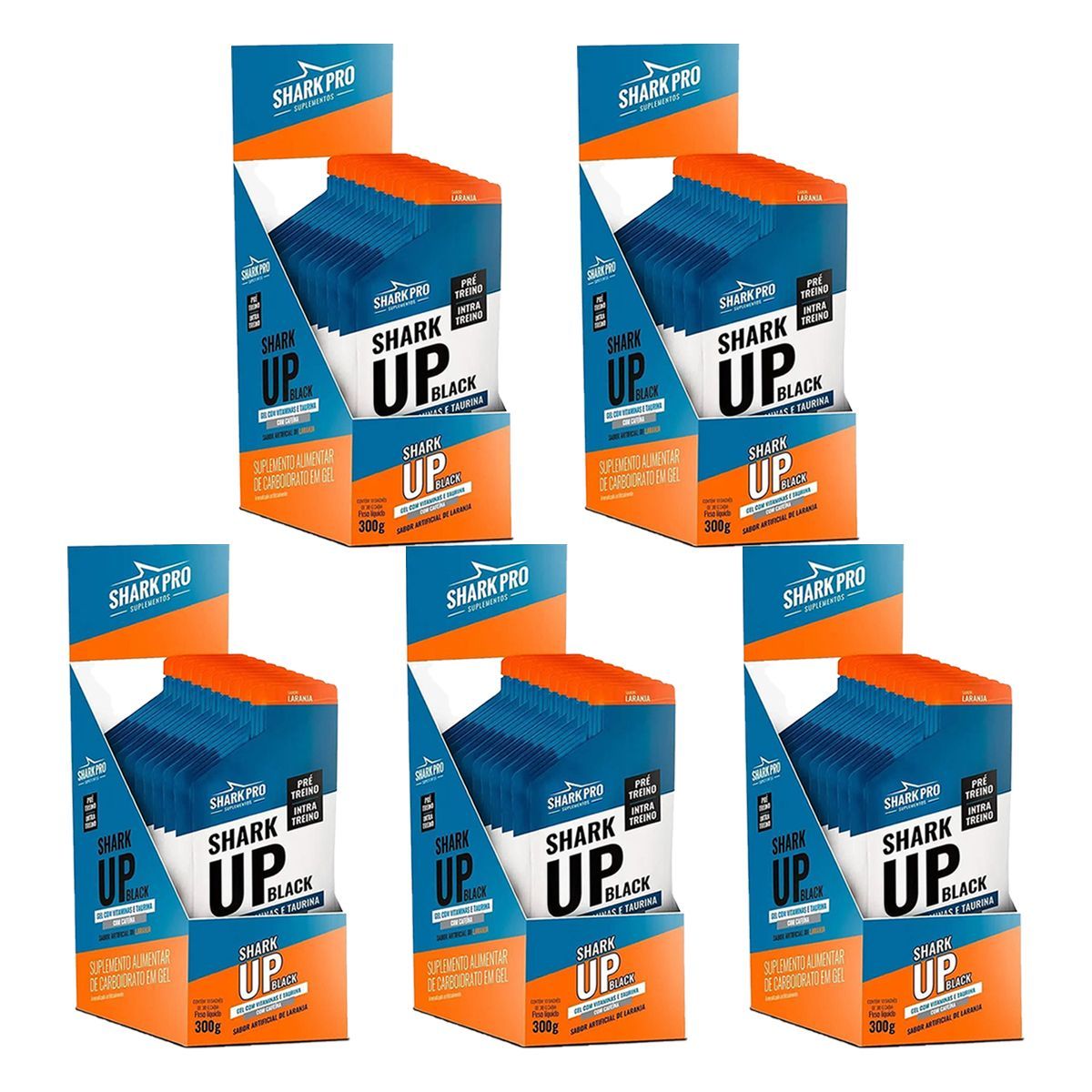 Kit 5X Shark Up Black Gel - 10 Sach�s 30g Laranja - Shark Pro