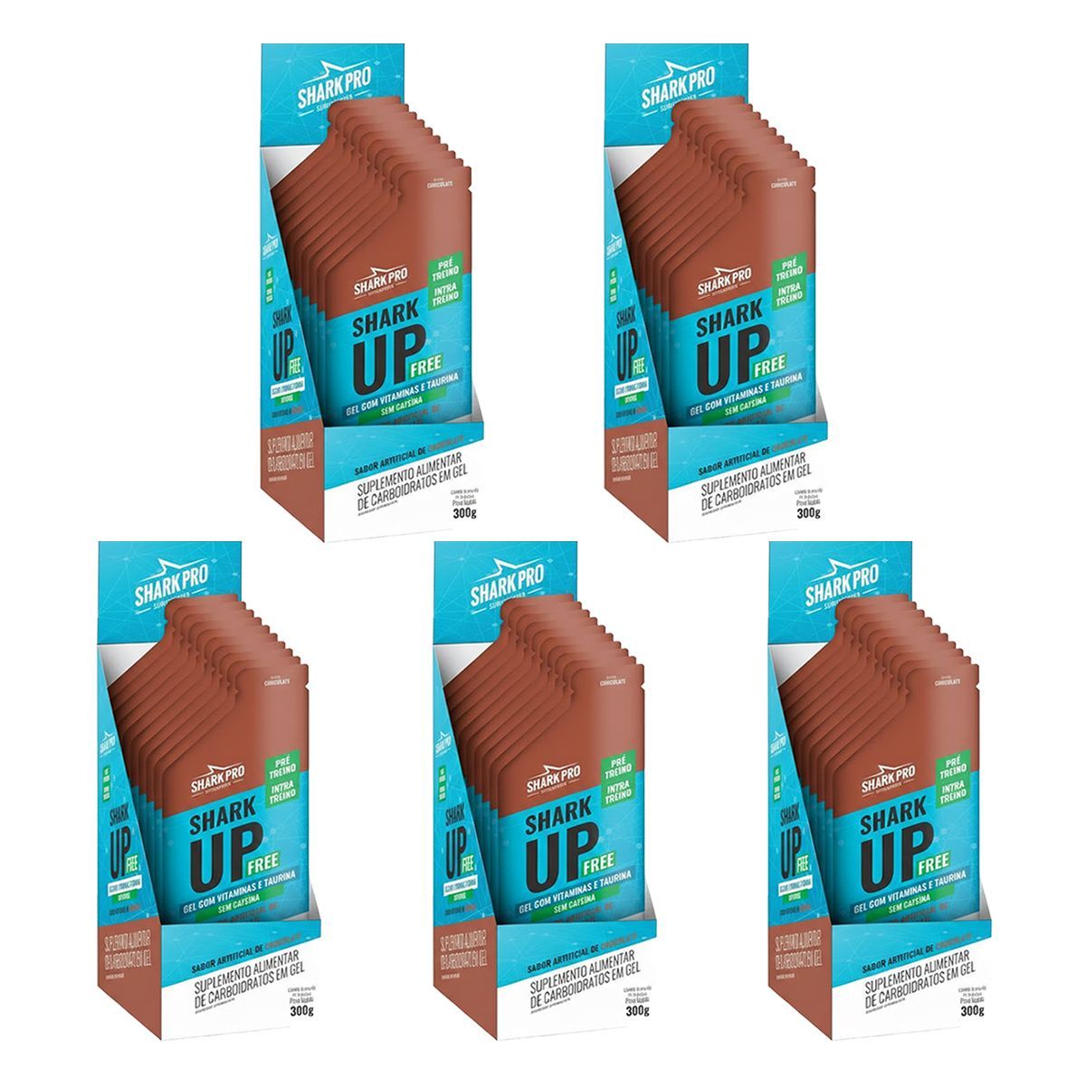 Kit 5X Shark-up Free - 10 Sach�s 30g Chocolate - Shark Pro