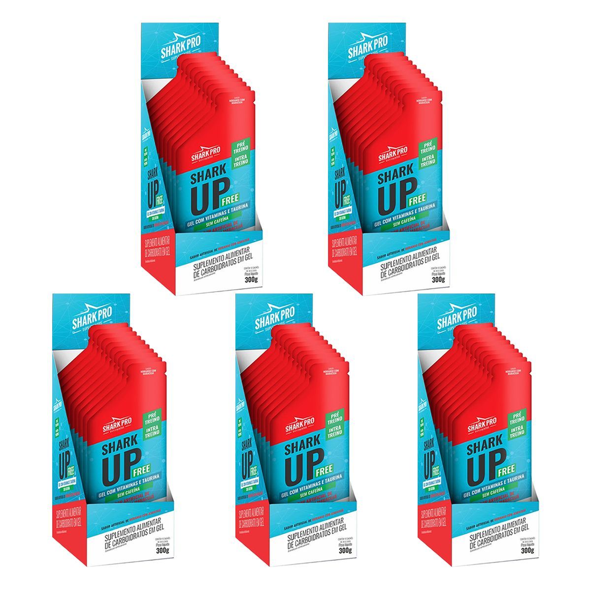Kit 5X Shark-up Free - 10 Sach�s 30g Morango com Maracuj� - Shark Pro