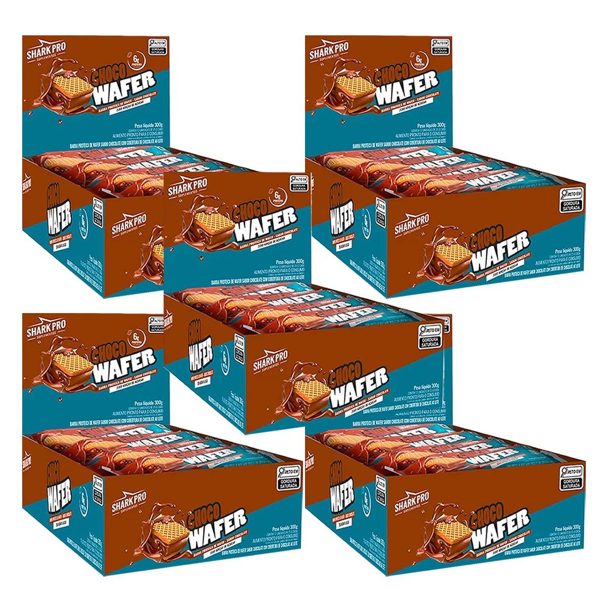 Kit 5X Shark Wafer - 12 Barras 25g Chocolate - Shark Pro