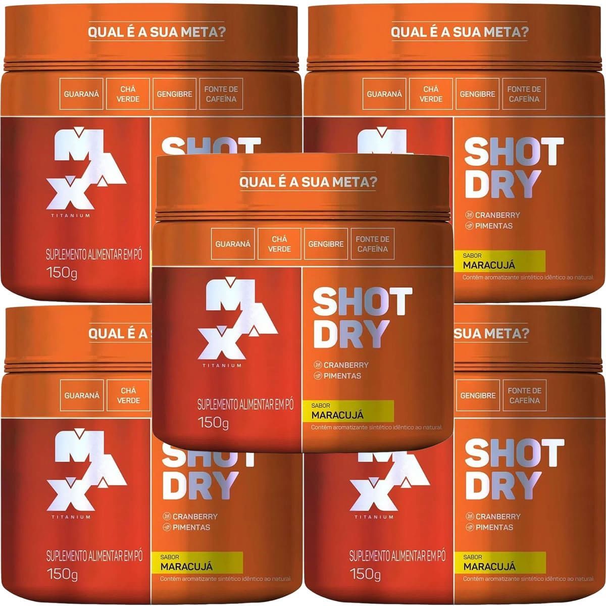 Kit 5X Shot Dry - 150g Maracuj� - Max Titanium