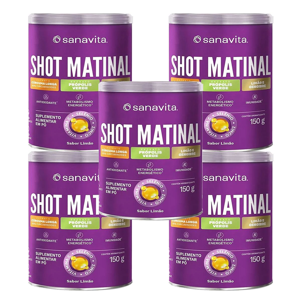 Kit 5X Shot Matinal - 150g Lim�o - Sanavita