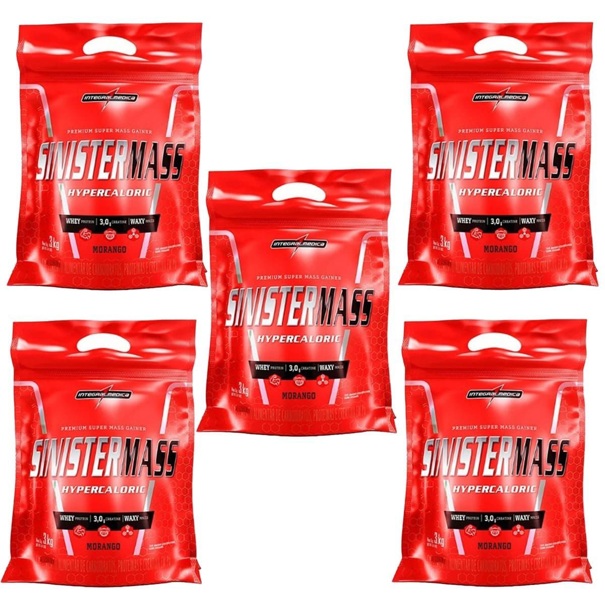 Kit 5X Sinister Mass - 3000g Morango - IntegralM�dica