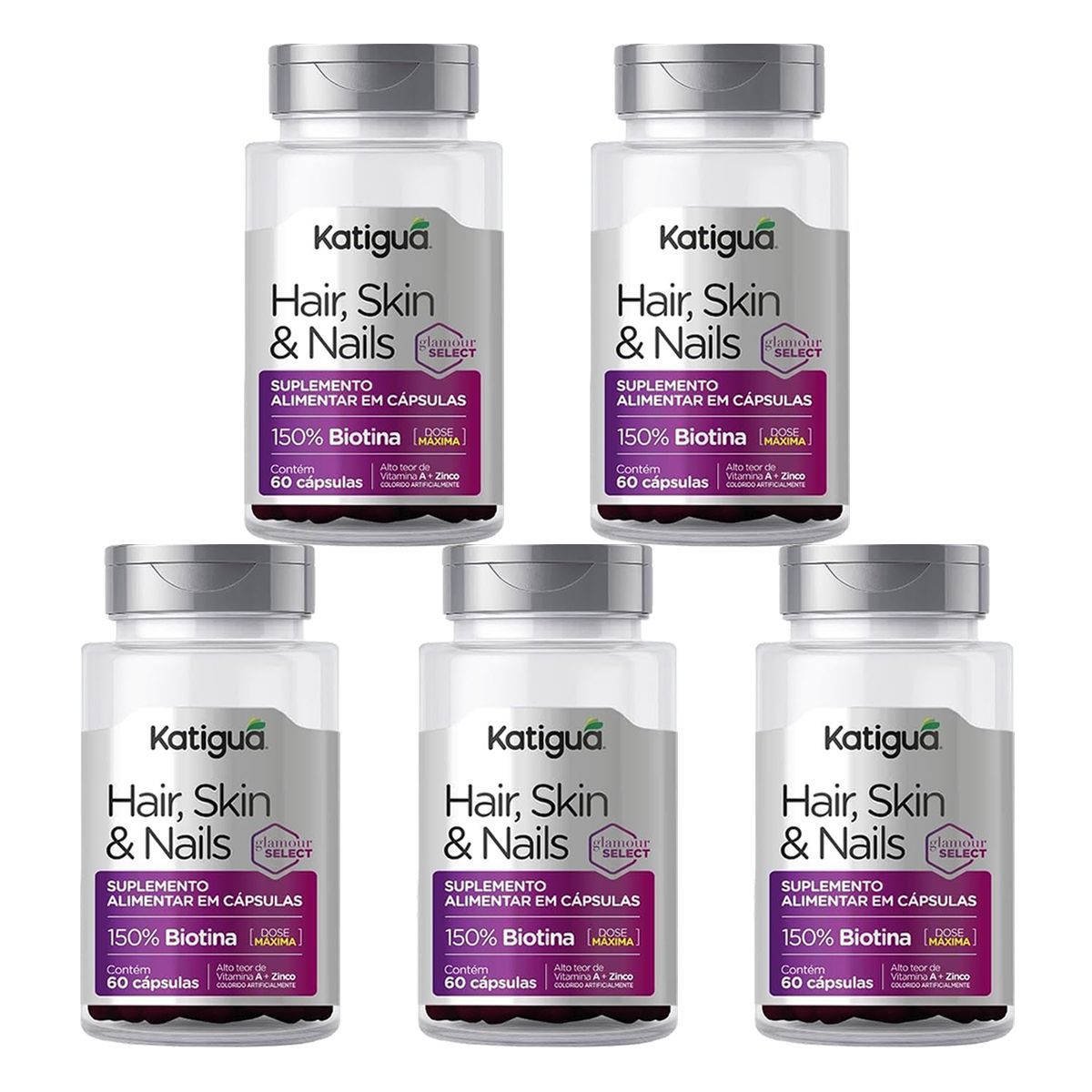 Kit 5X Skin Hair & Nails - 60 C�psulas - Katigu�