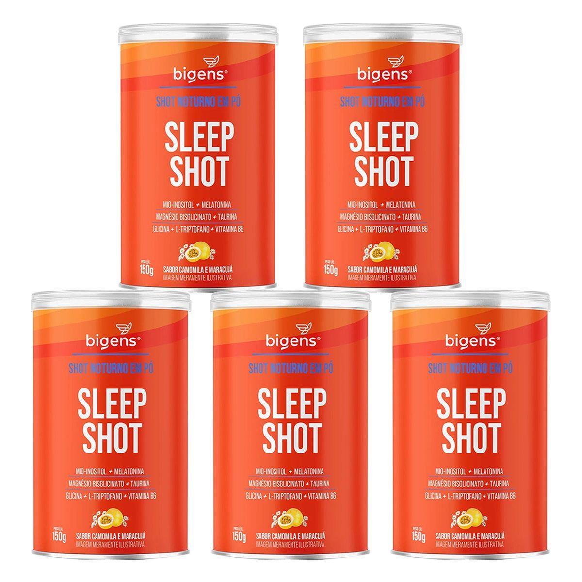 Kit 5X Sleep Shot Melatonina - 150g Camomila e Maracuj� - Bigens