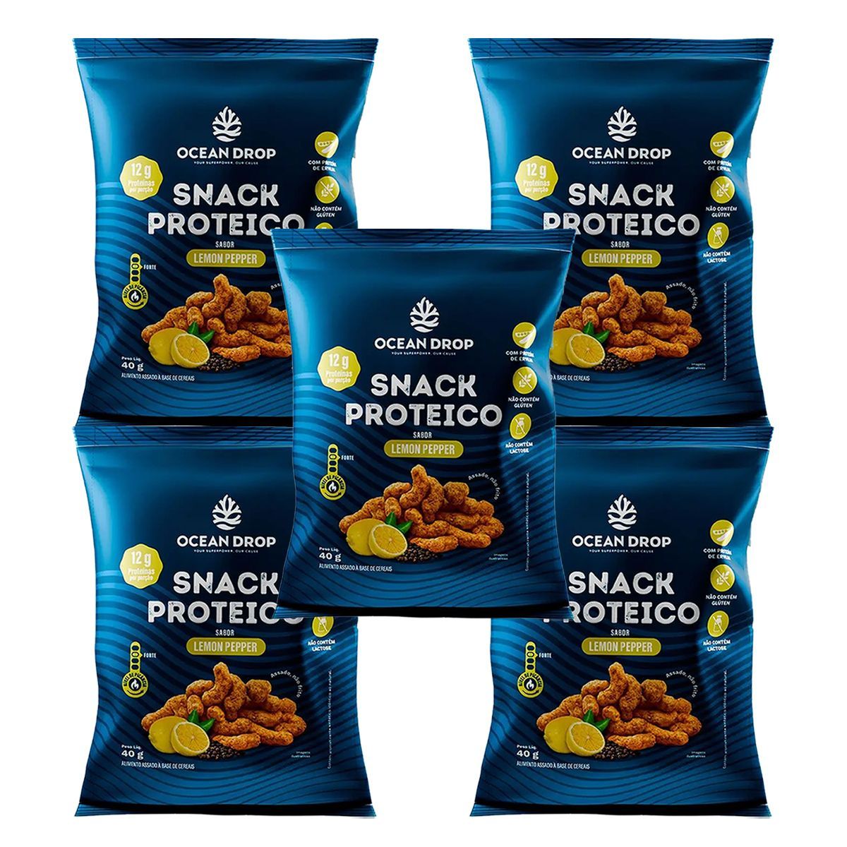 Kit 5X Snack Proteico - 40g Lemon Pepper - Ocean Drop
