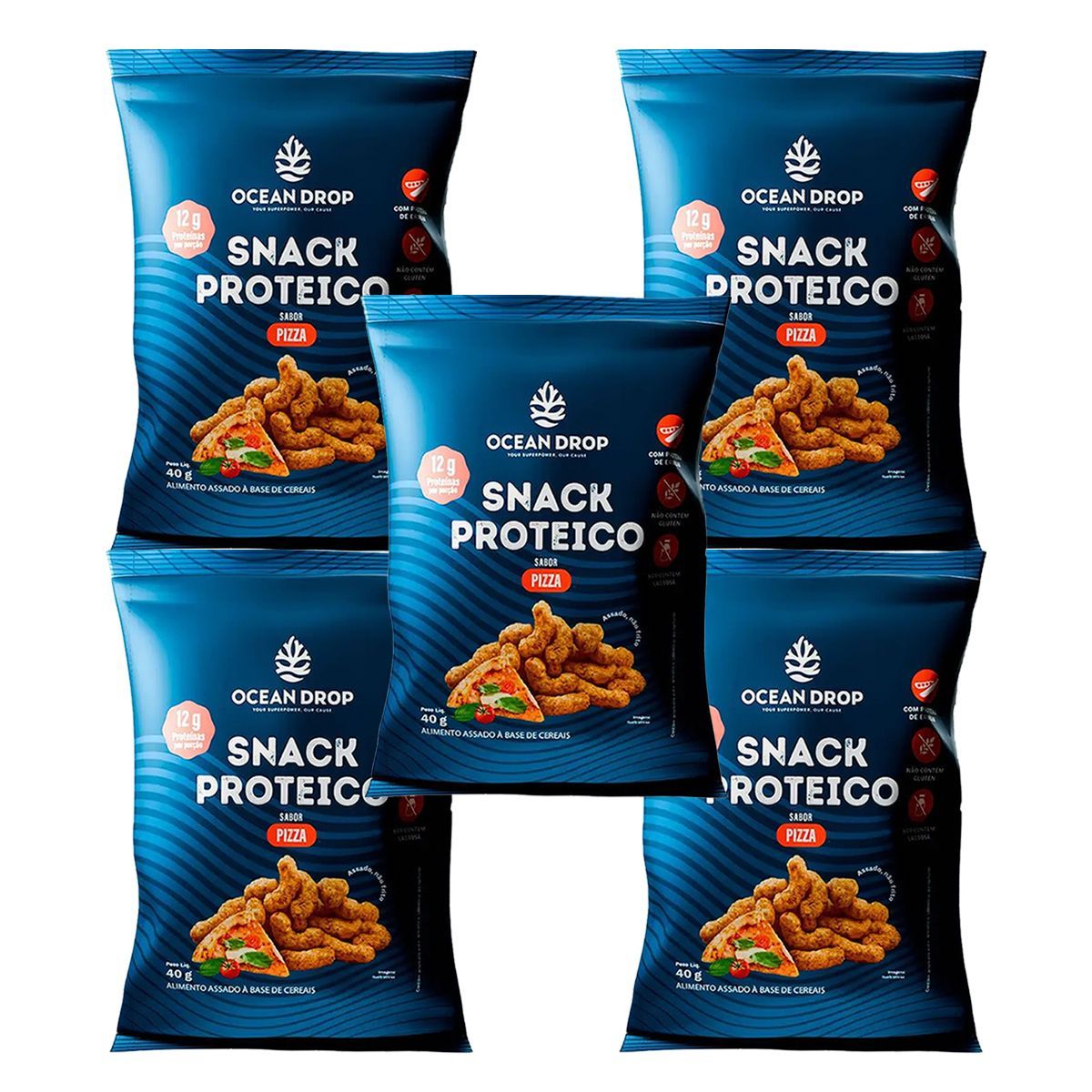 Kit 5X Snack Proteico - 40g Pizza - Ocean Drop