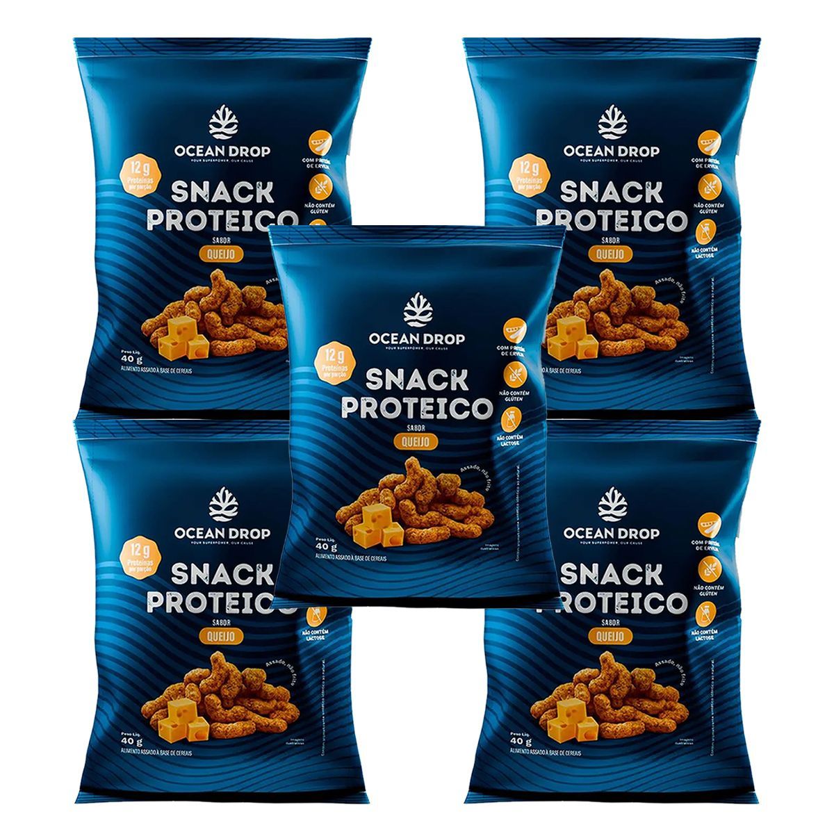 Kit 5X Snack Proteico - 40g Queijo - Ocean Drop