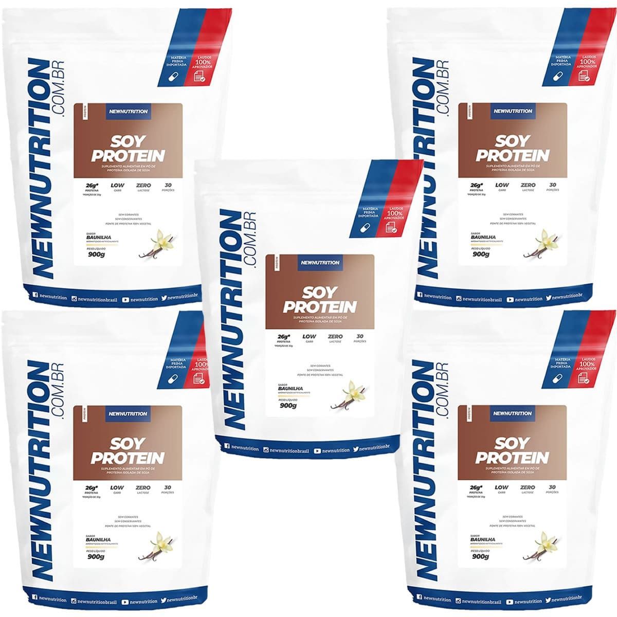 Kit 5X Soy Protein - 900g Baunilha - NewNutrition