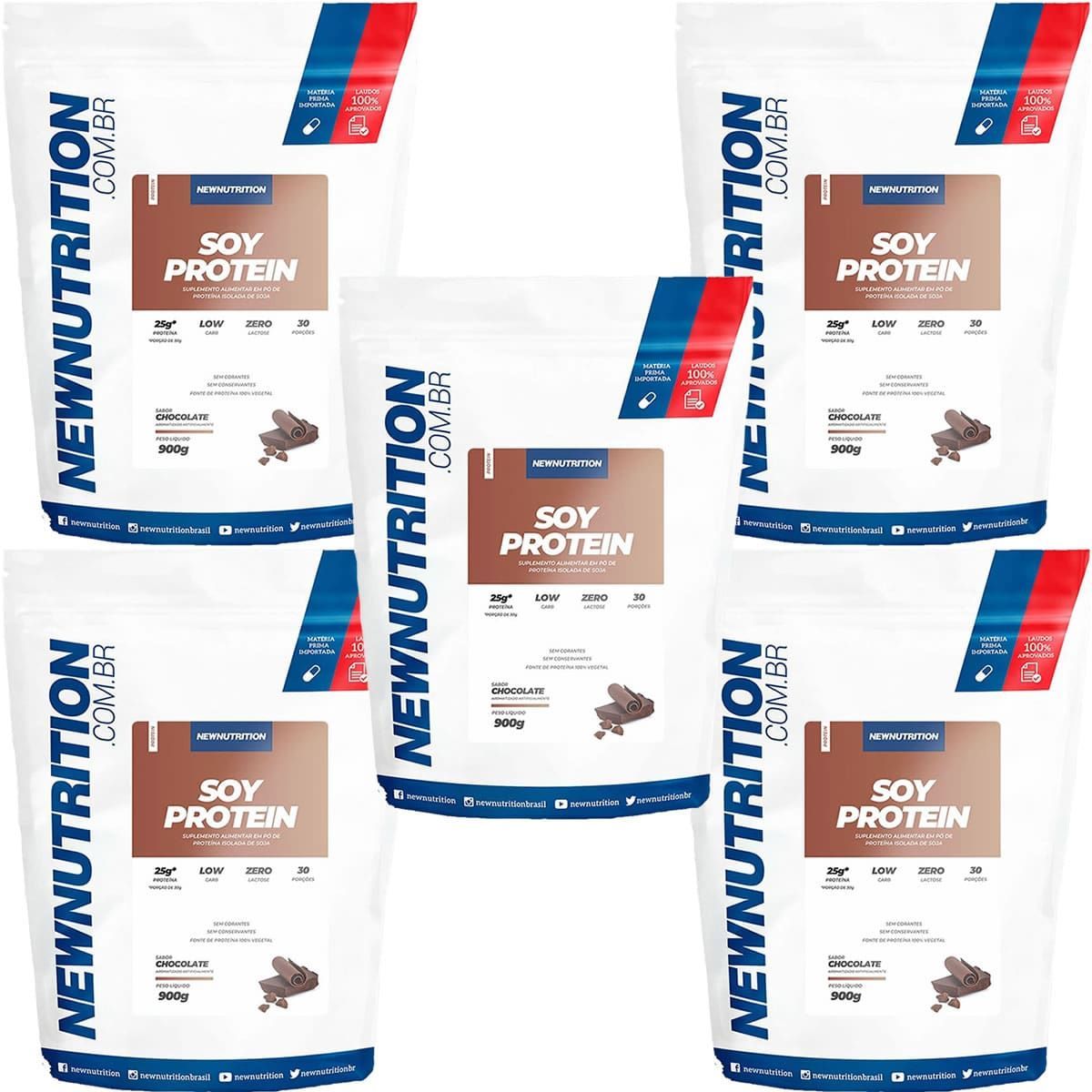 Kit 5X Soy Protein - 900g Chocolate - NewNutrition