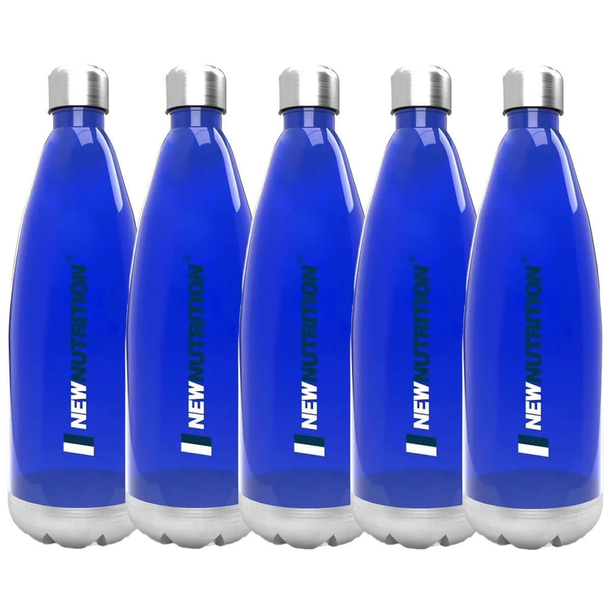 Kit 5X Squezze Pl�stica com Inox - 700ml  Azul - NewNutrition