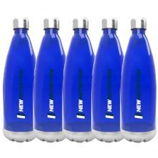 Kit 5X Squezze Pl�stica com Inox - 700ml  Azul - NewNutrition