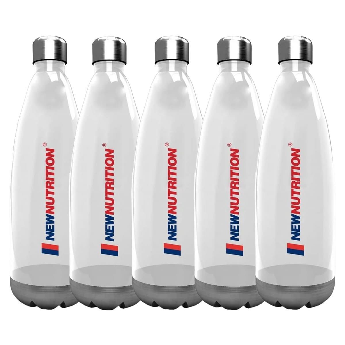 Kit 5X Squezze Pl�stica com Inox - 700ml Transparente - NewNutrition