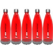 Kit 5X Squezze Pl�stica com Inox  - 700ml Vermelha - NewNutrition