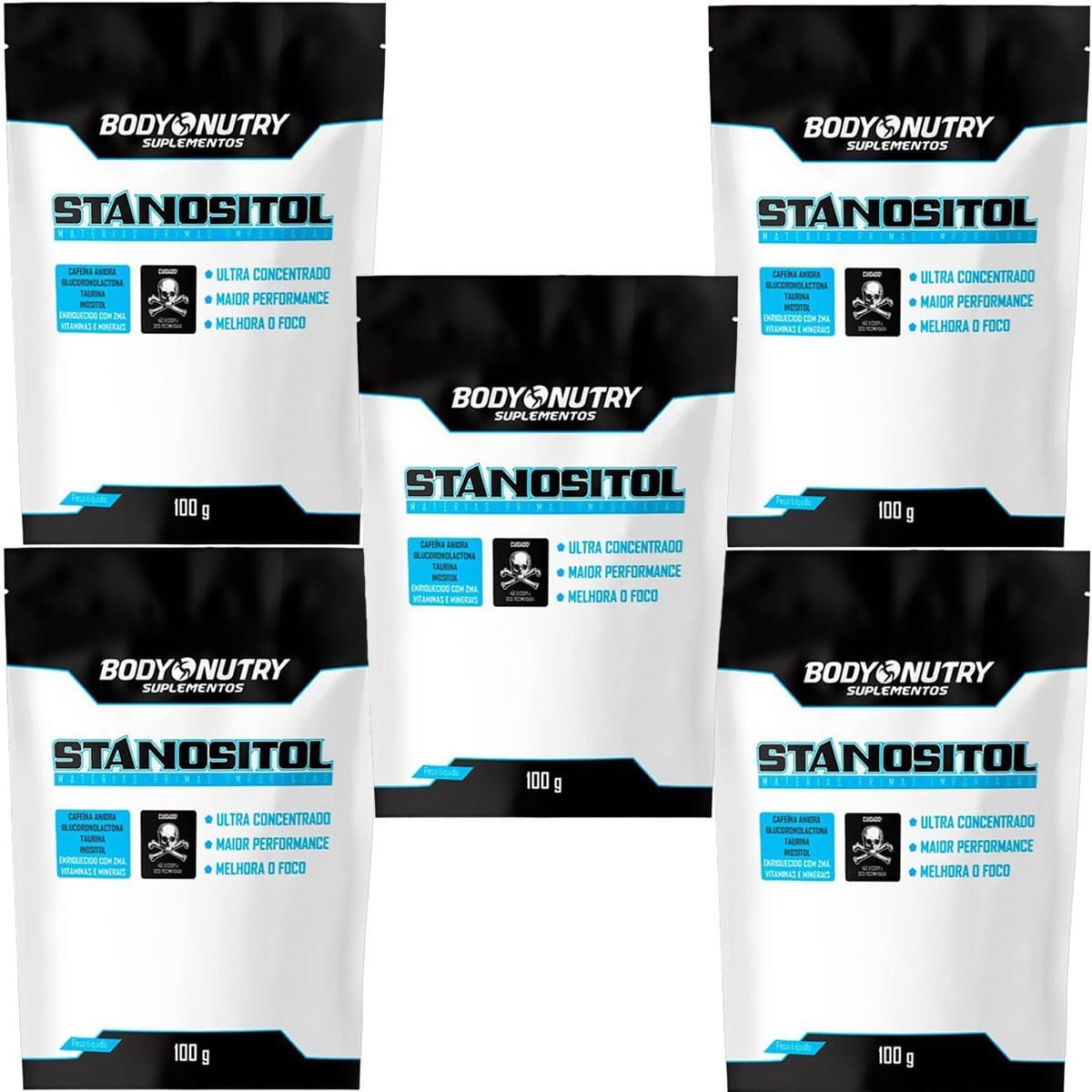 Kit 5X Stanositol Pr� Treino Refil - 100g Frutas Vermelhas  - Body Nutry