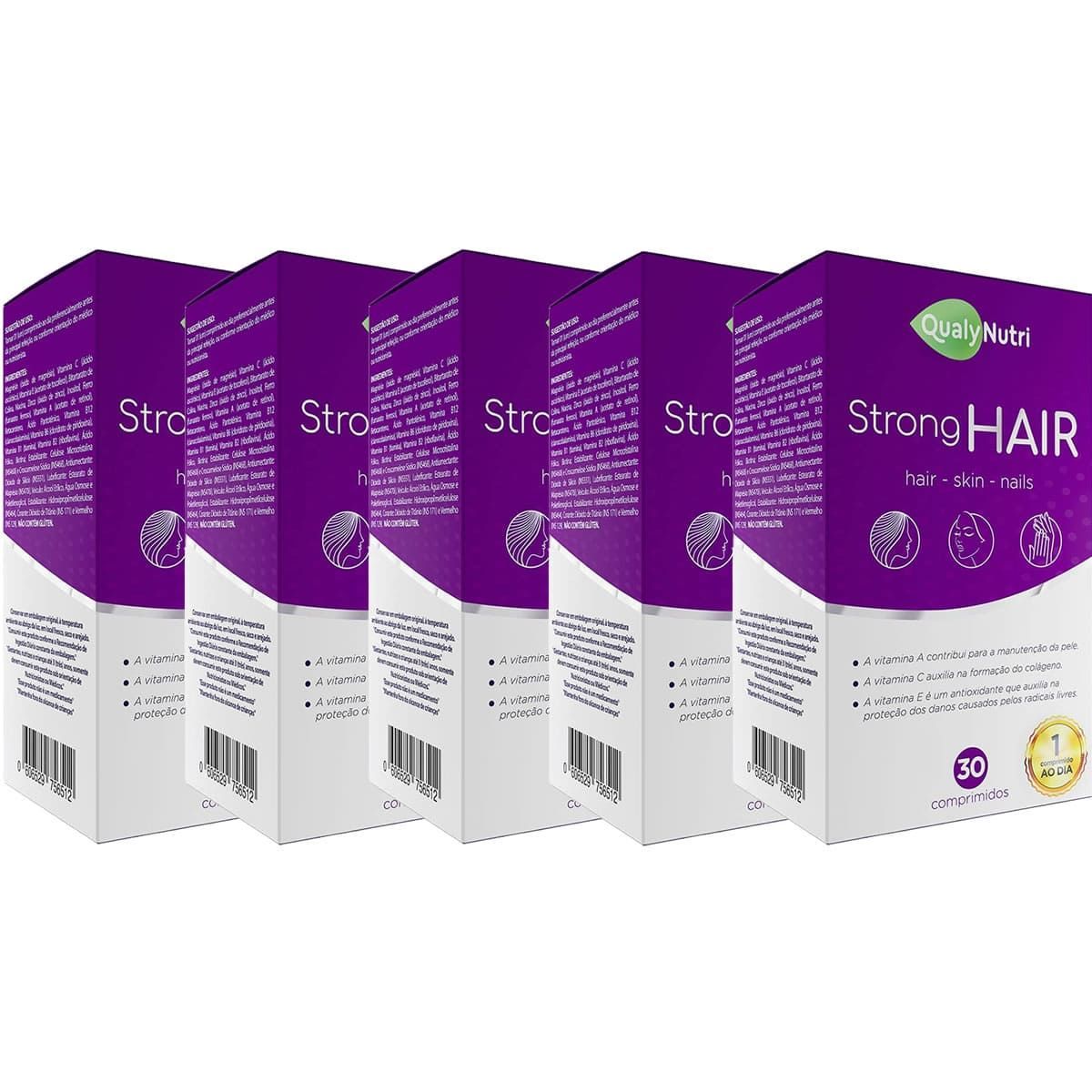 Kit 5X Strong Hair - 30 Comprimidos - QualyNutri