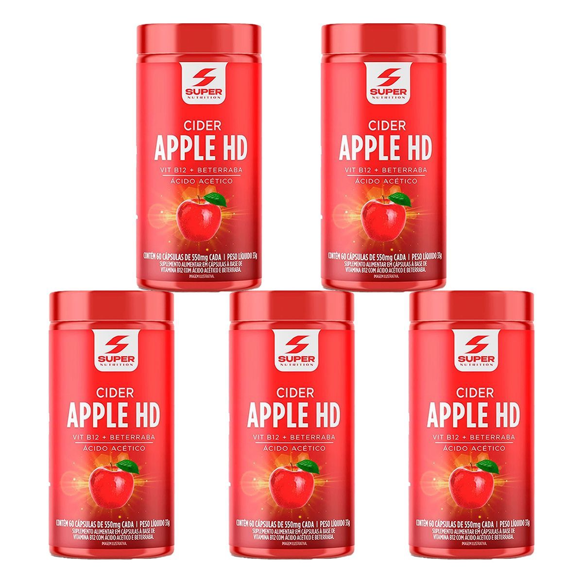 Kit 5X Super Apple Cider hd - 60 C�psulas - Desinch�