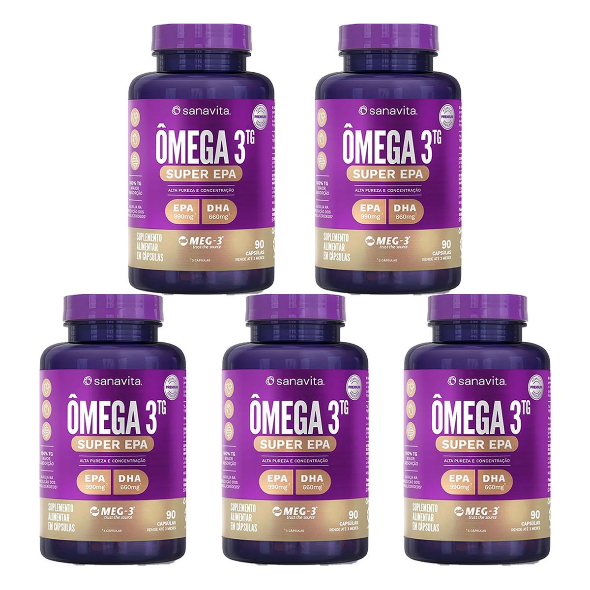 Kit 5X Super EPA �mega 3TG - 90 C�psulas - Sanavita