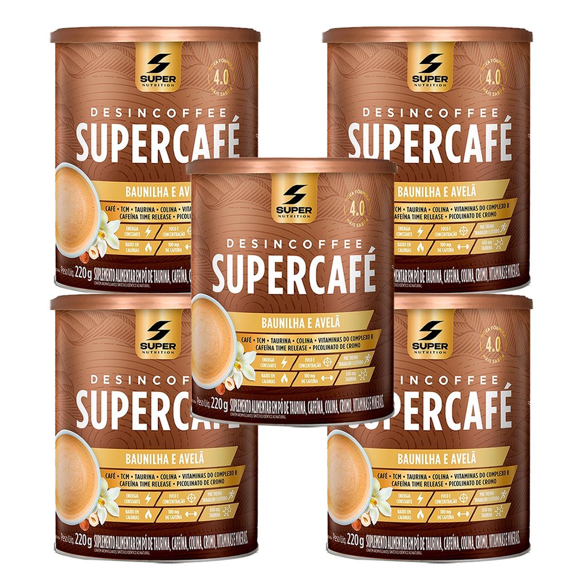 Kit 5X Supercaf� - 220g Baunilha com Avel� - Desinch�