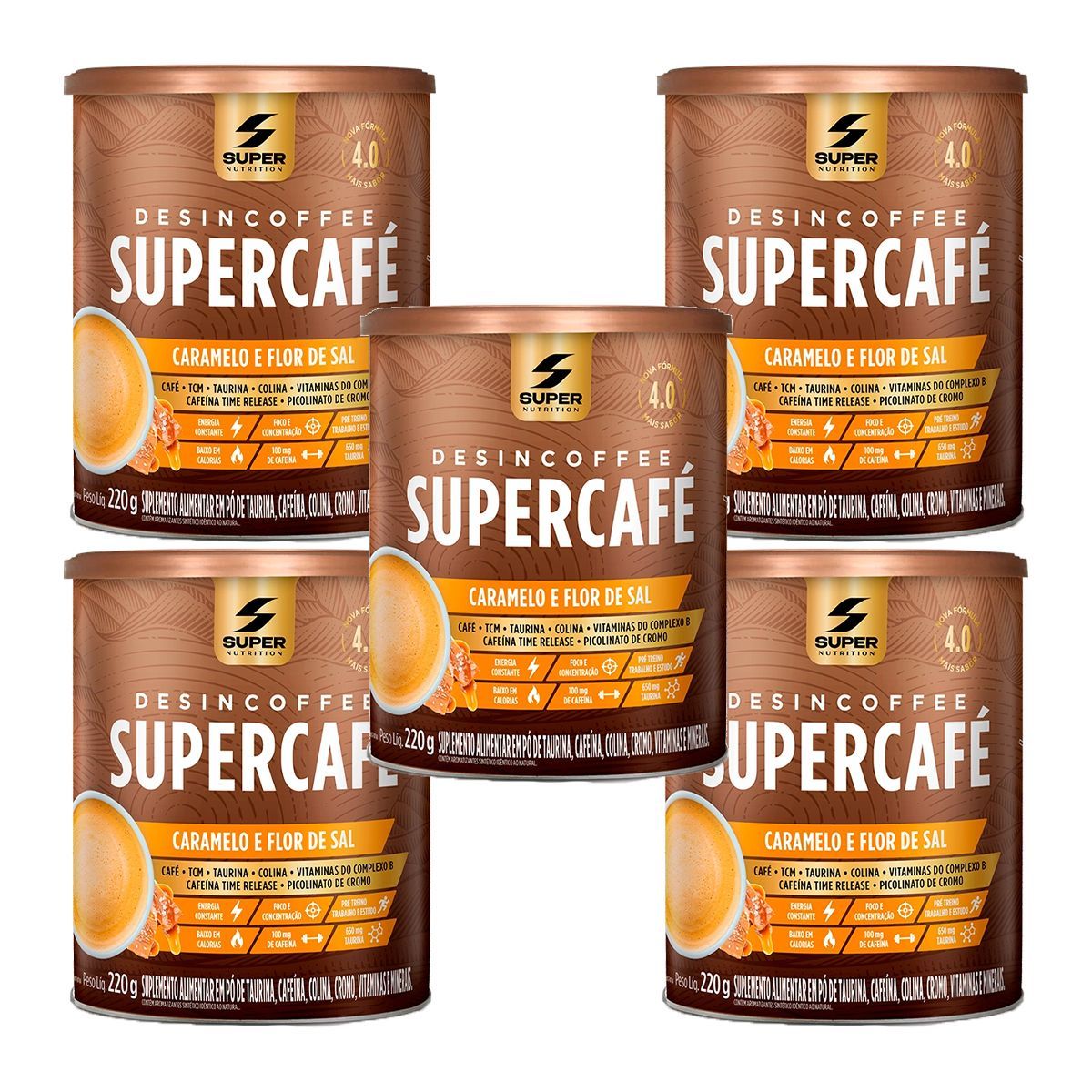 Kit 5X Supercaf� - 220g Caramelo e Flor de Sal - Desinch�