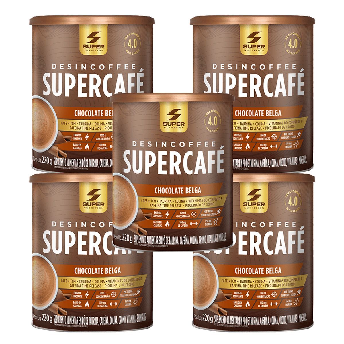 Kit 5X Supercaf� - 220g Chocolate Belga - Desinch�