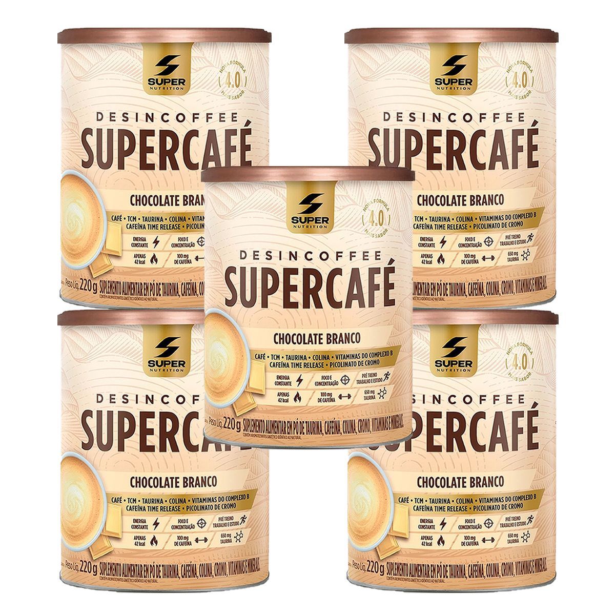 Kit 5X Supercaf� - 220g Chocolate Branco - Desinch�