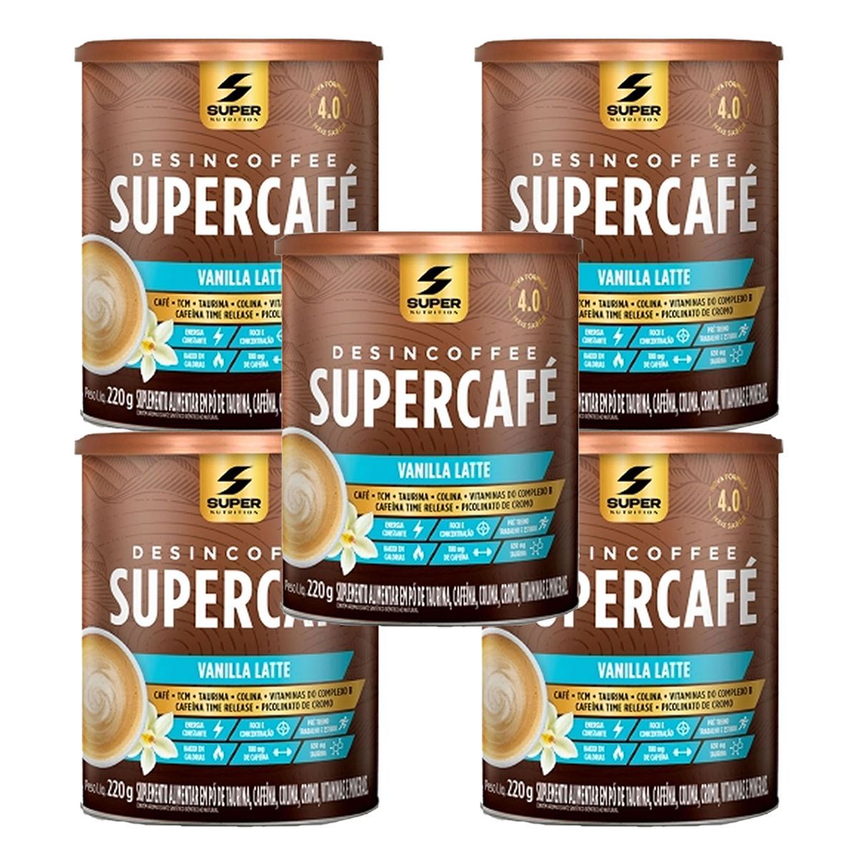Kit 5X Supercaf� - 220g Vanilla Latte - Desinch�