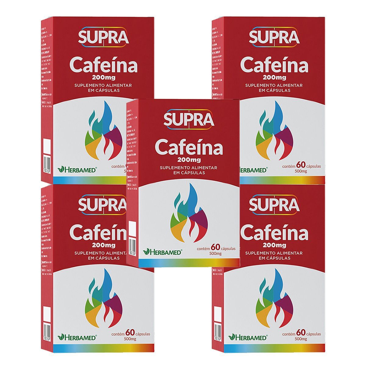 Kit 5X Supra Cafeina - 200mg 60 C�psulas - Herbamed