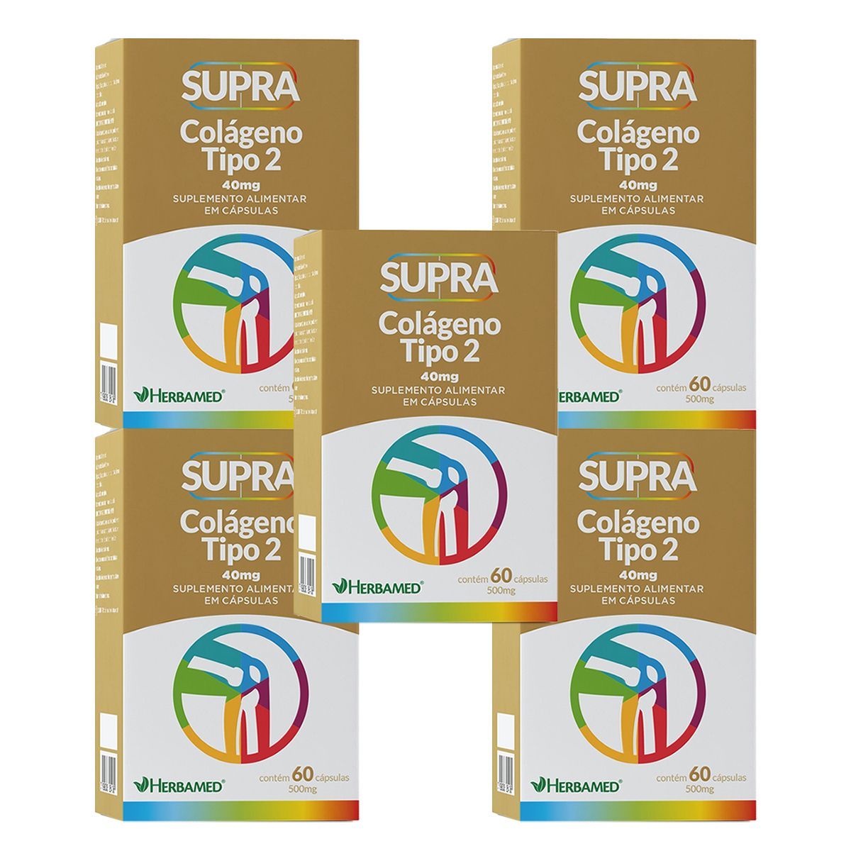 Kit 5X Supra Col�geno Tipo II - 60 C�psulas - Herbamed