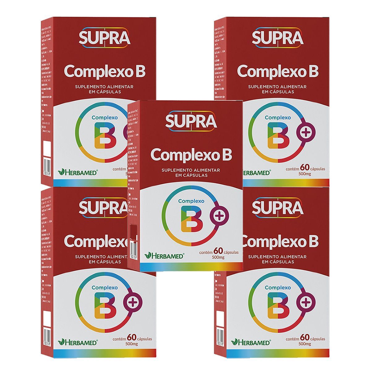 Kit 5X Supra Complexo B - 500mg 60 C�psulas - Herbamed