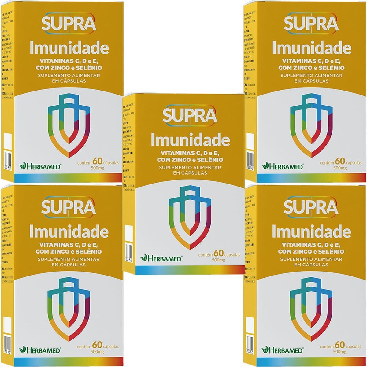 Kit 5X Supra Imunidade - 500mg 60 C�psulas - Herbamed