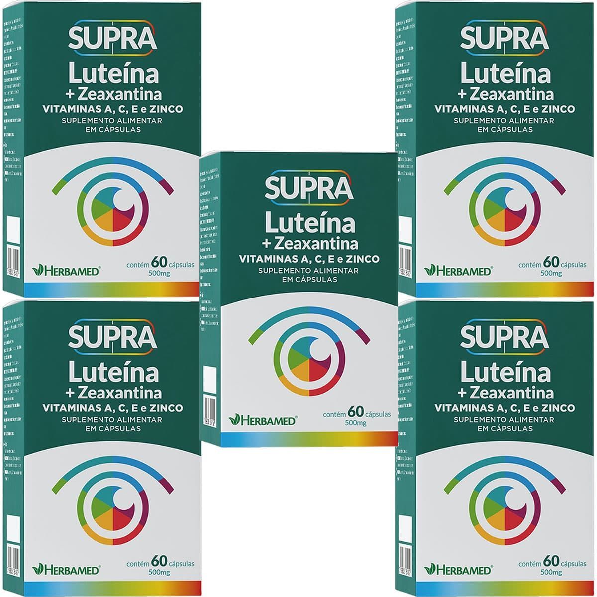 Kit 5X Supra Luteina + Zeaxantina - 500mg 60 C�psulas - Herbamed