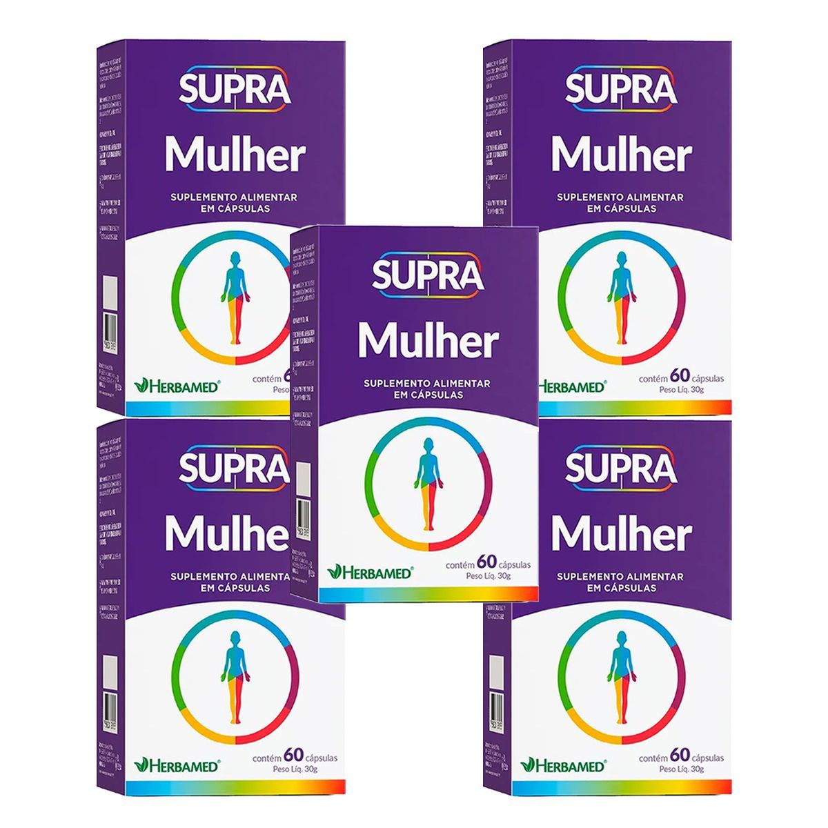 Kit 5X Supra Mulher Polivitam�nico - 60 C�psulas - Herbamed