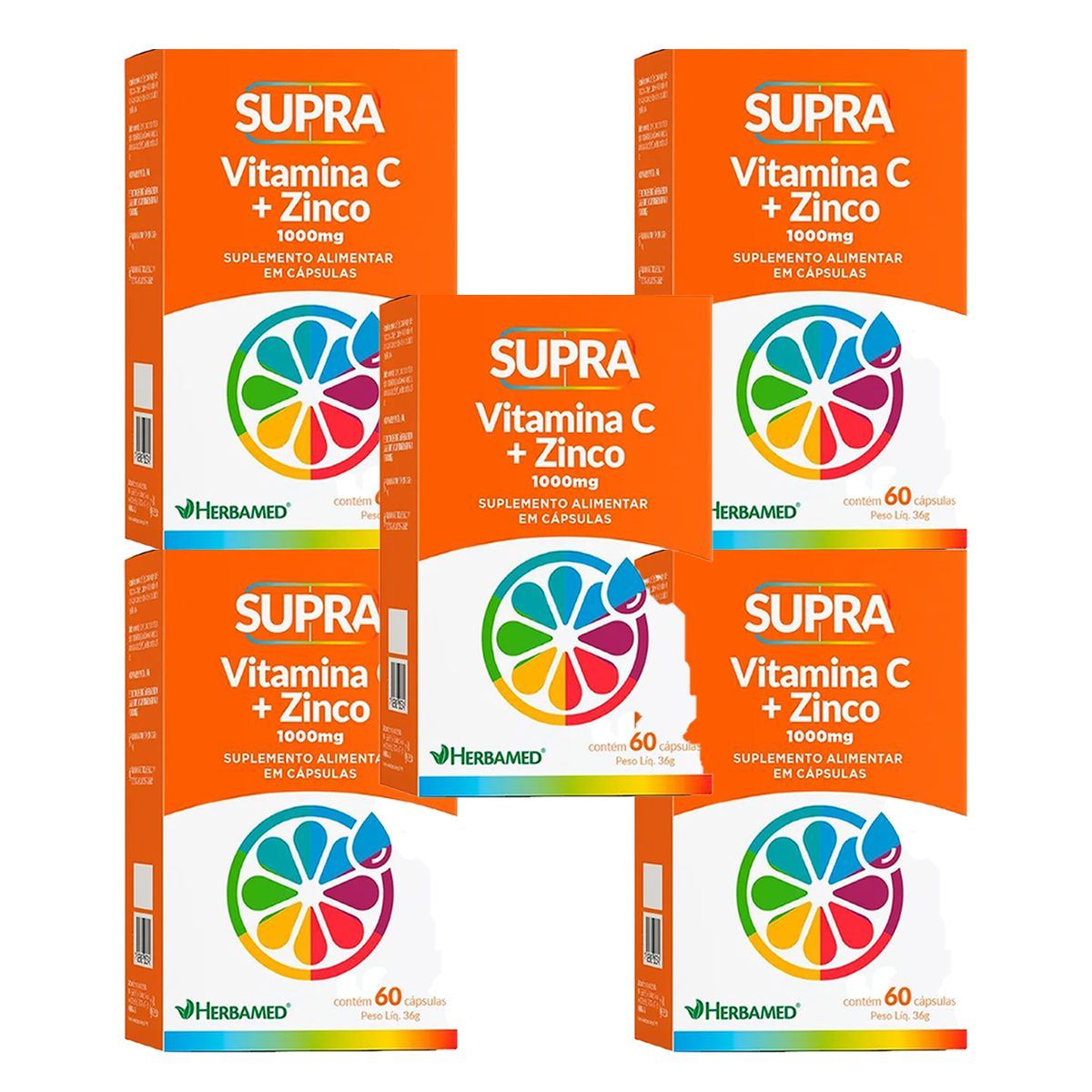 Kit 5X Supra Vitamina C + Zinco - 60 C�psulas - Herbamed