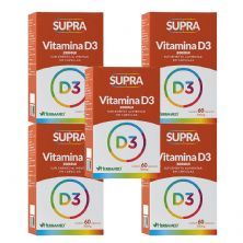 Kit 5X Supra Vitamina D3 - 2000ui 60 C�psulas - Herbamed